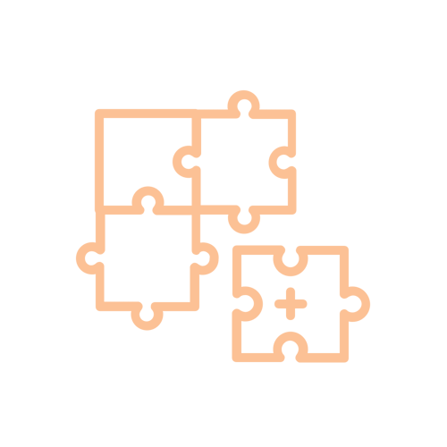 Icon puzzle pieces orange