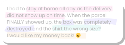 Piktas kliento pranešimas su pabrėžta svarbia informacija