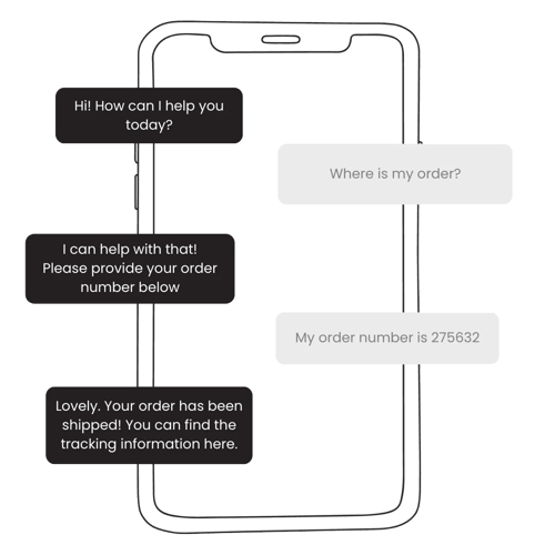Line drawing - phone + text