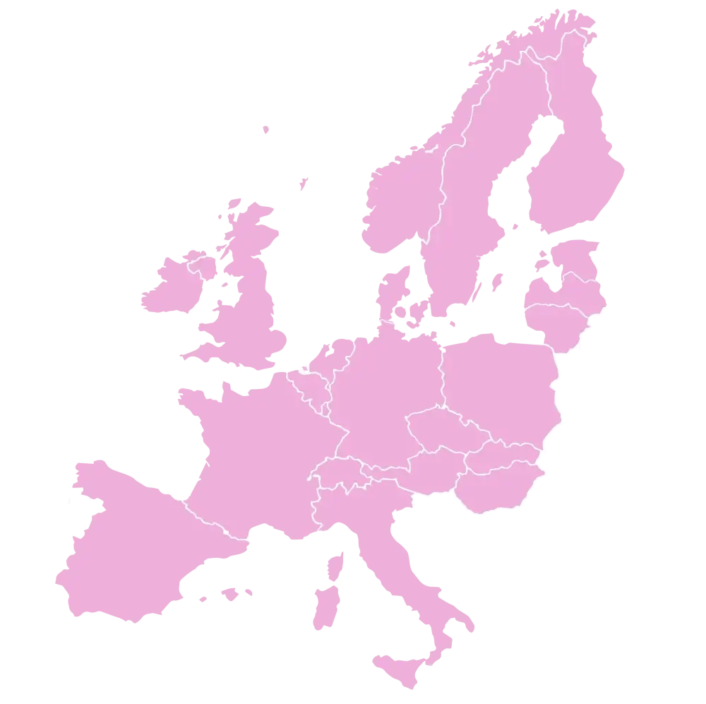 Map of Europe in pink Map of Europe in pink