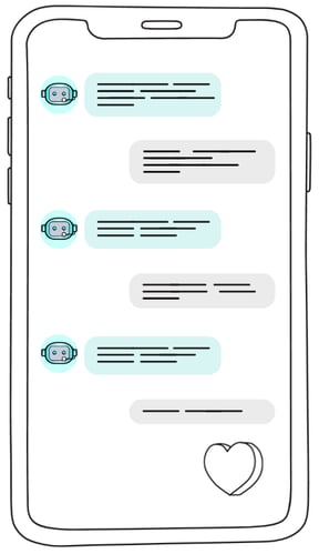 phone screen with chatbot conversation
