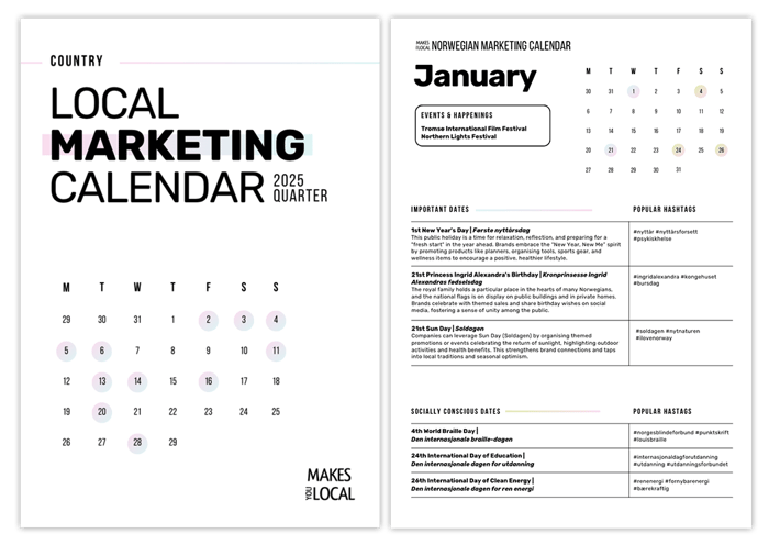 Local Marketing Calendar pages