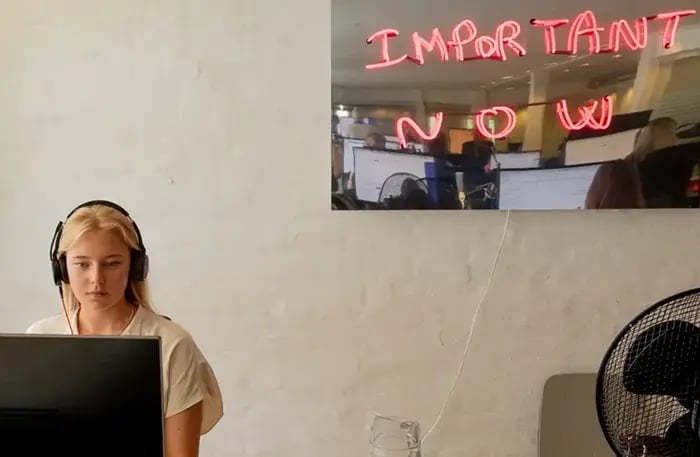 Customer service agent working at desk