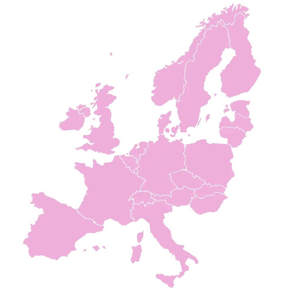 Map of Europe in pink