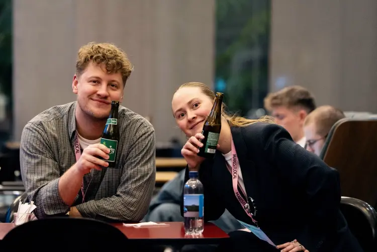 Employees having drinks at an event